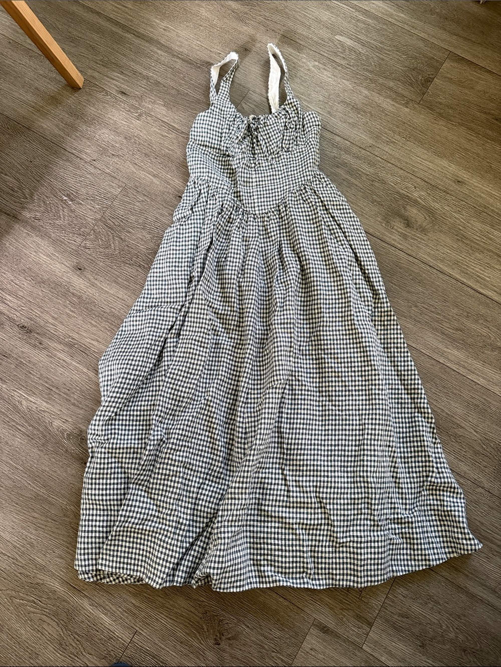 LIKE NEW REFORMATION Balia Linen Dress, Remy Check, size 4 - Picture 5 of 9